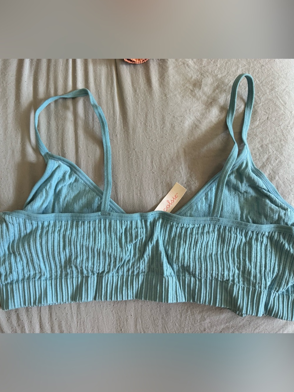 Colsie Ribbed Light Teal Bralette - Picture 2 of 3